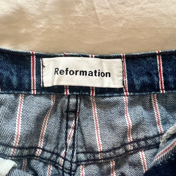 Reformation red striped denim mini skirt - Picture 5 of 9